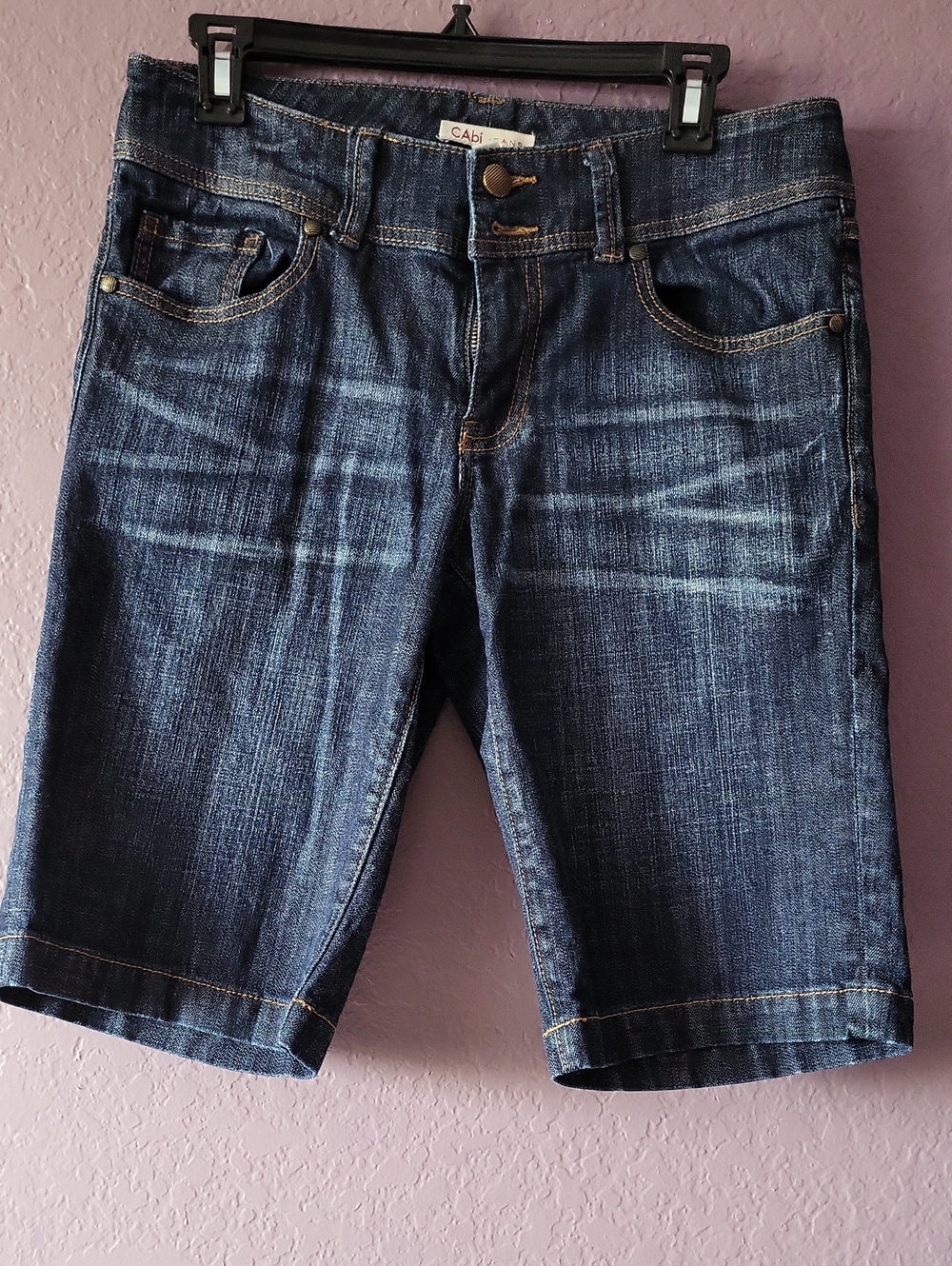 CAbi Mid/Dark Blue Denim Bermuda Shorts
